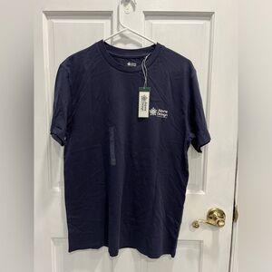 ALPINE DESIGN NWT Logo Dark Blue White Short Sleeve Tee T Shirt SIZE SMALL Mens